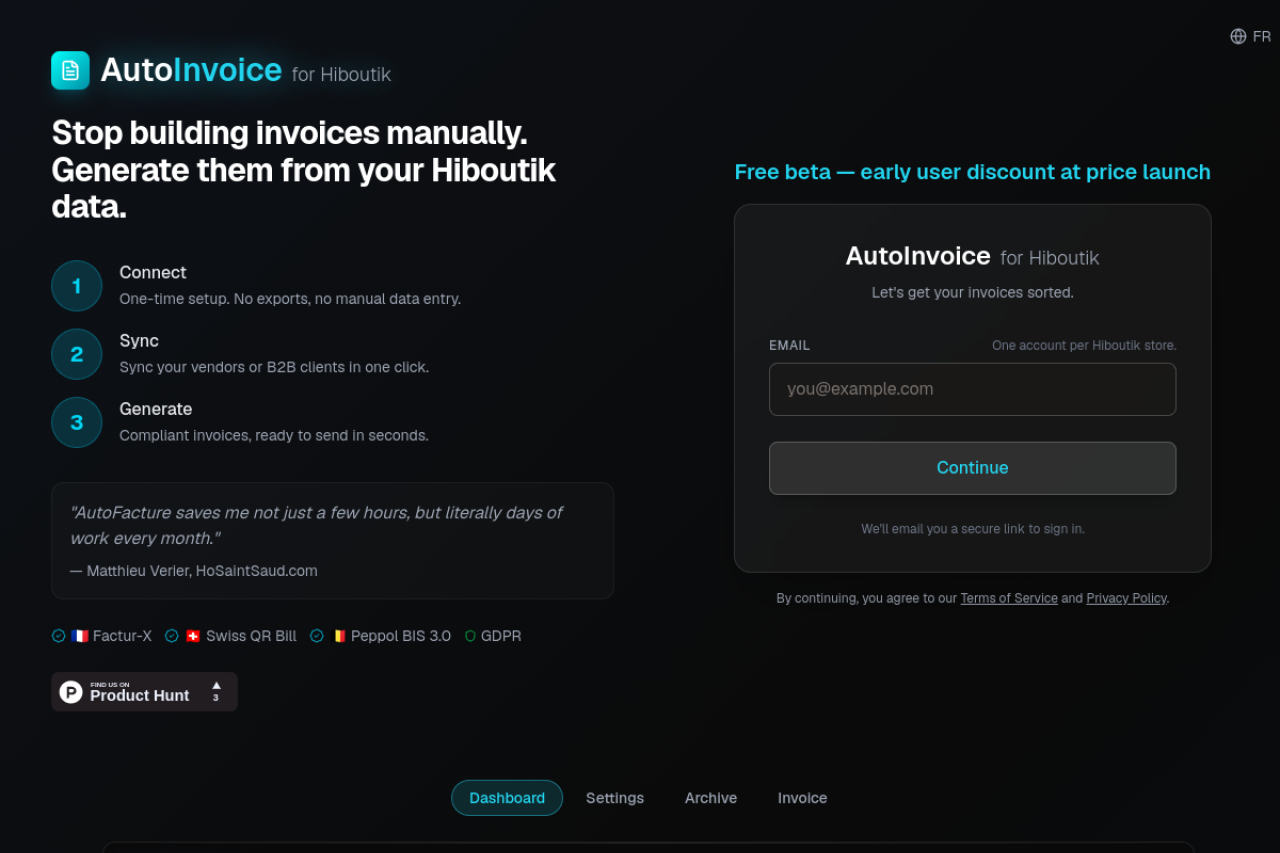 autoFacture for Hiboutik