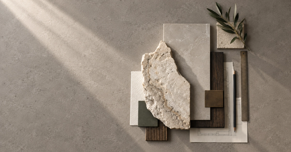 Muestras de piedra natural y porcelánico para elegir materiales de cocina en Studio2 Valencia