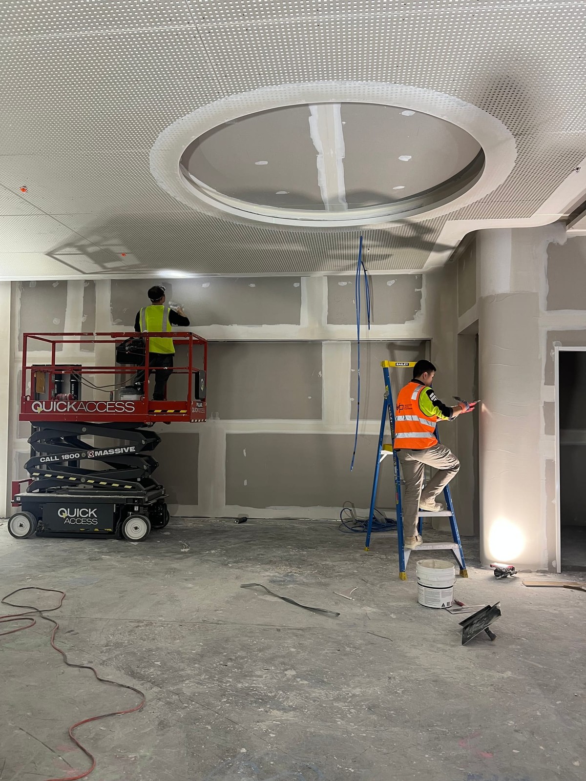 Scissor lifts on site during the Dose Pharmacy fitout