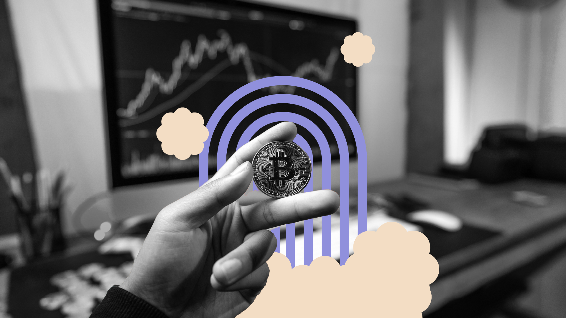 Moneda física en alusión a una criptomoneda