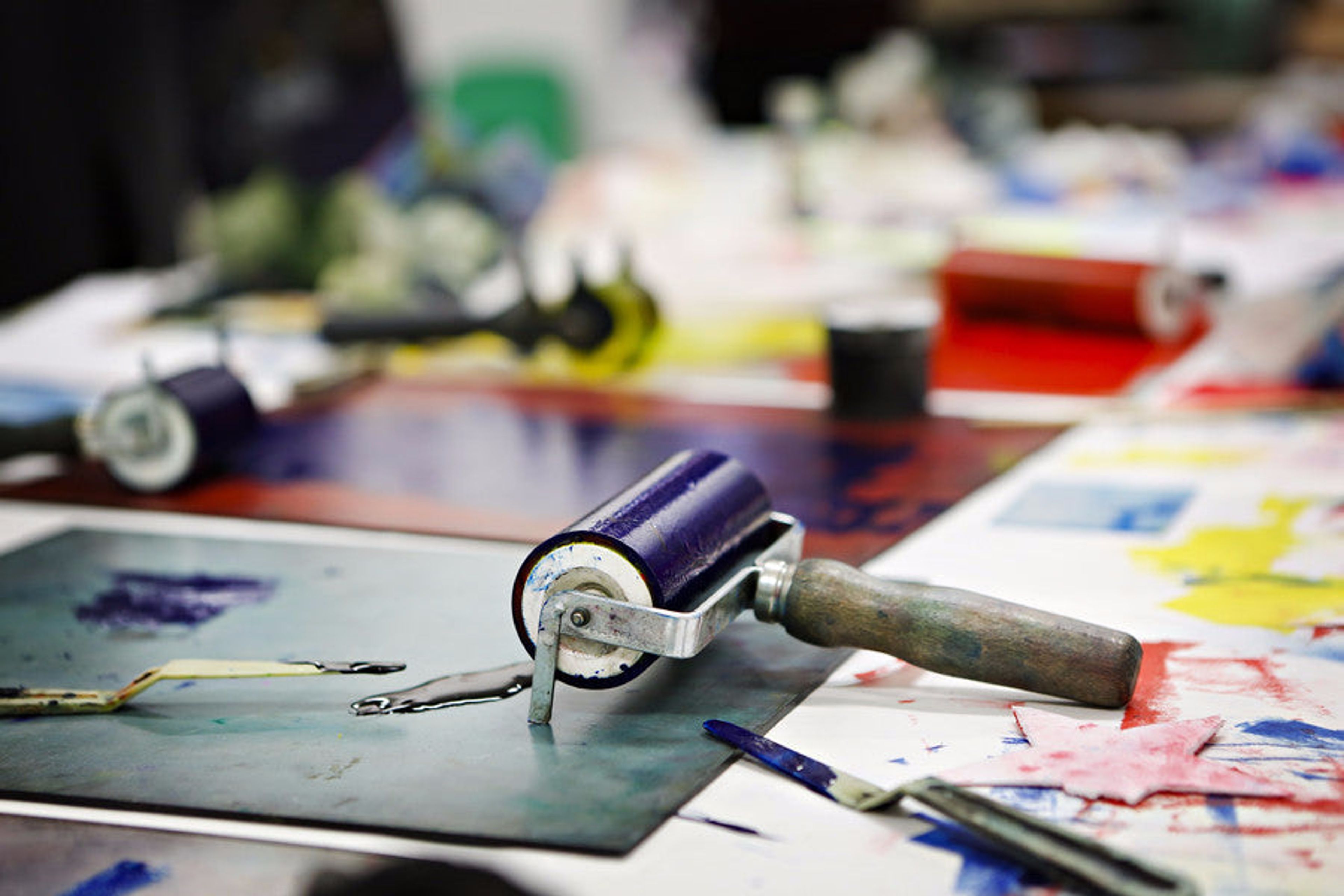 close up photo of ink and rollers