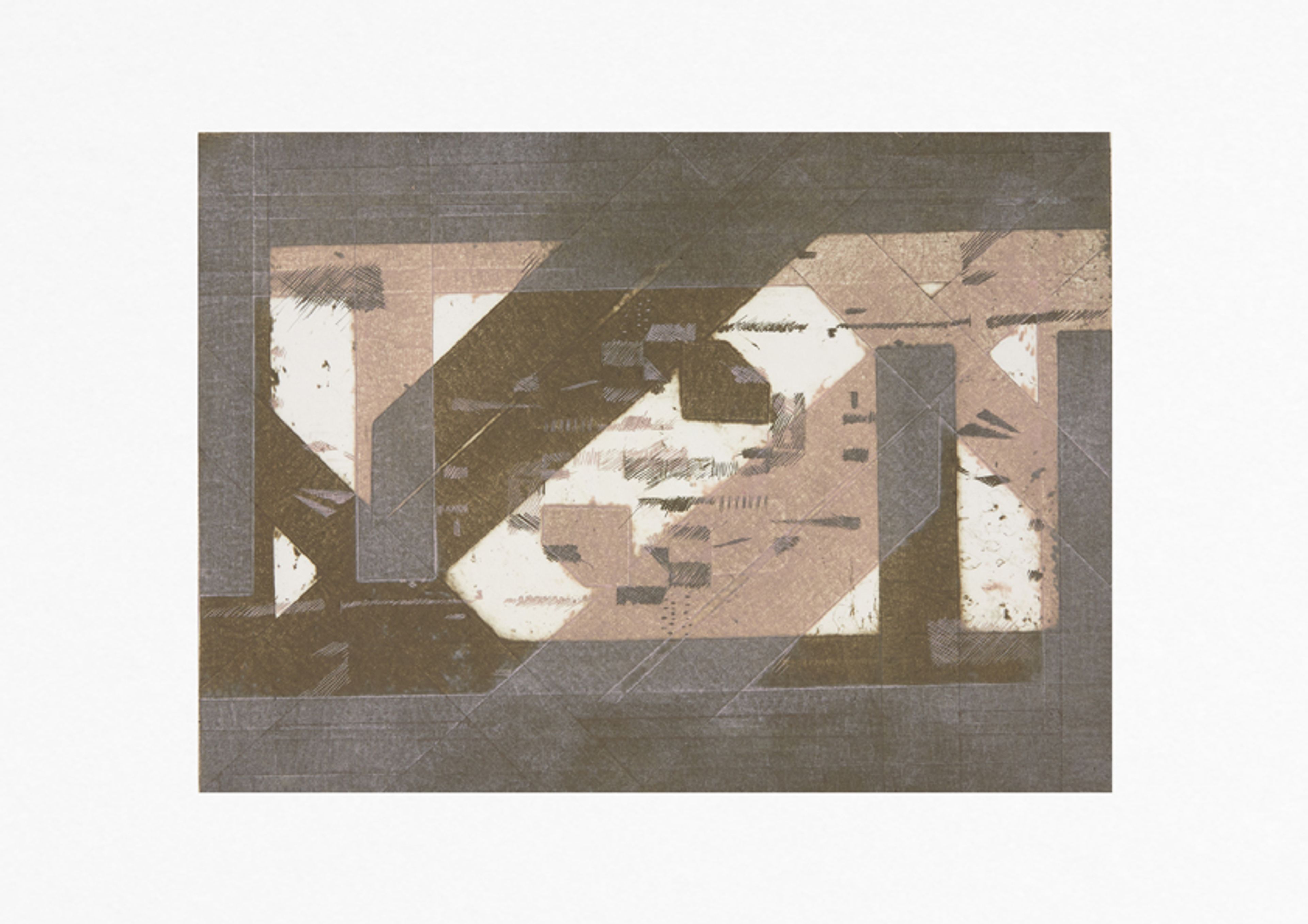 geometric etching print grey dark brown light brown