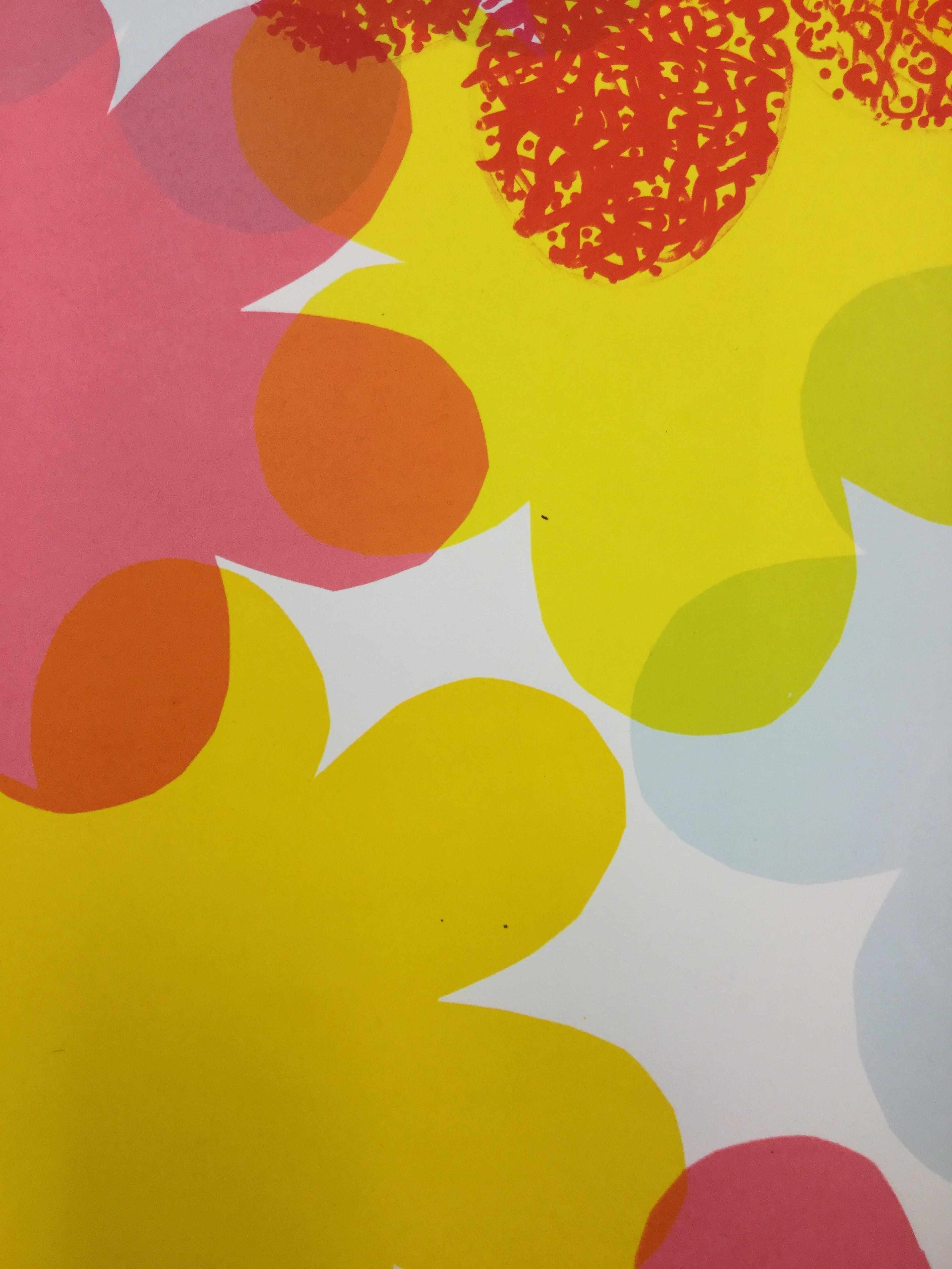 close up image of pink and yellow flower screenprint