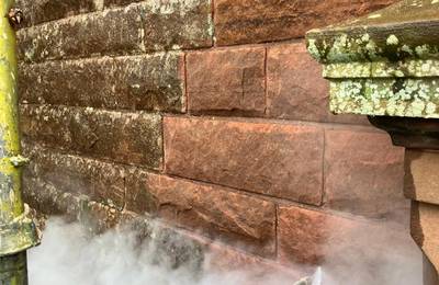 DOFF Cleaning Red Sandstone in Scottish Borders