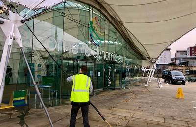 Window Cleaning at Dynamic Earth, Edinburgh.