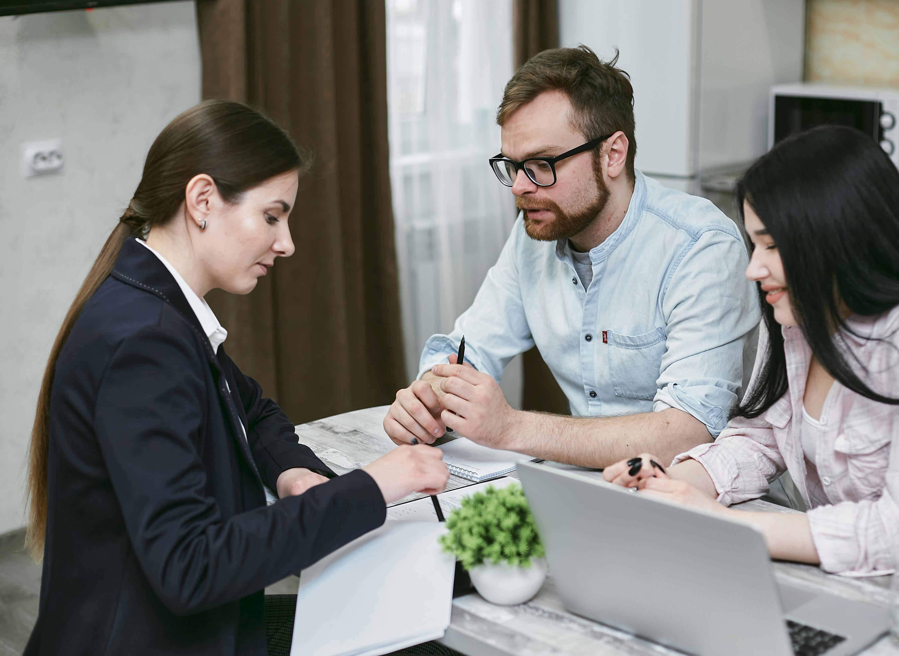 Businessman reviewing insurance policy documents