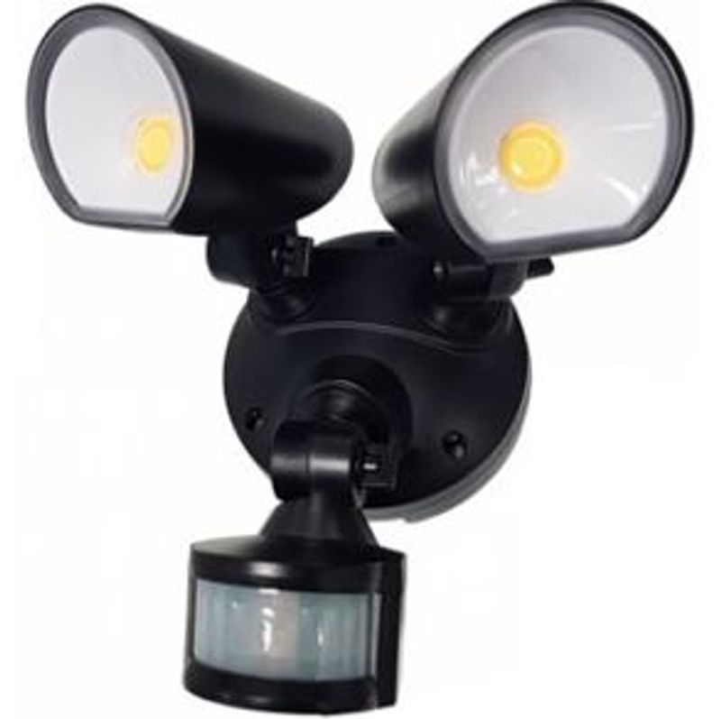 Sensor security light on a house