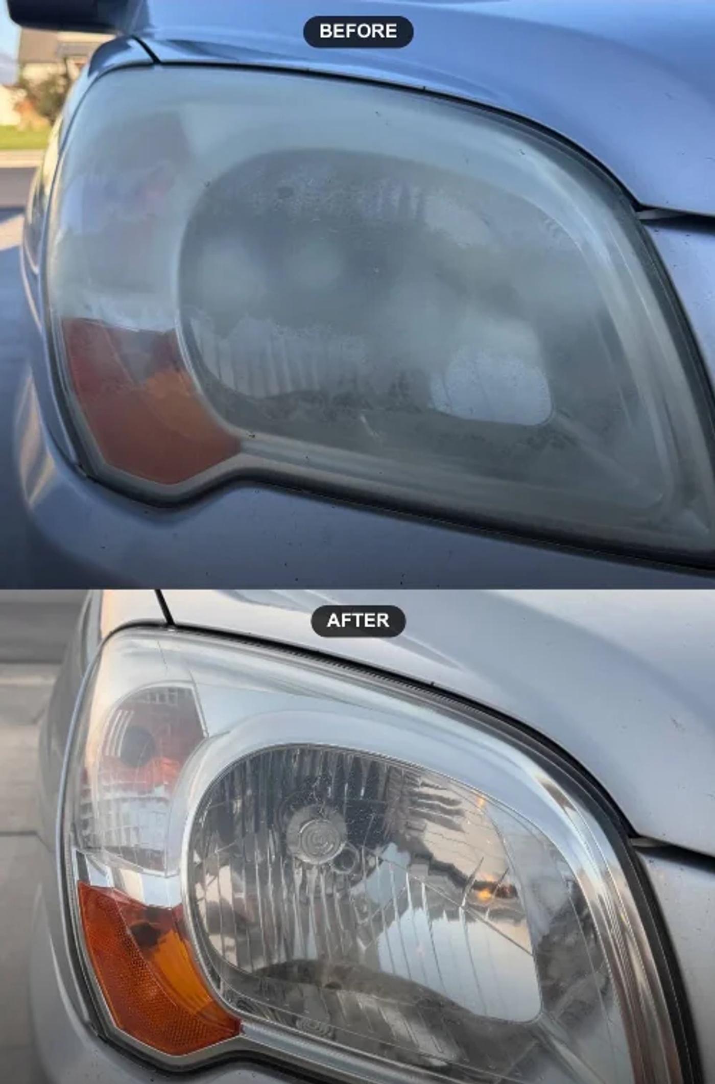 Headlight restoration weber county UT before after — RapidChip Mobile Repair