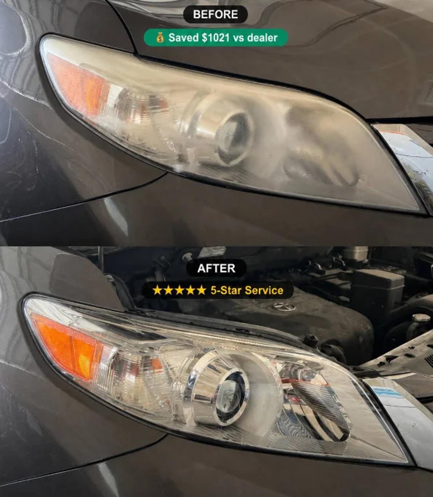 Headlight restoration davis county UT before after — RapidChip Mobile Repair
