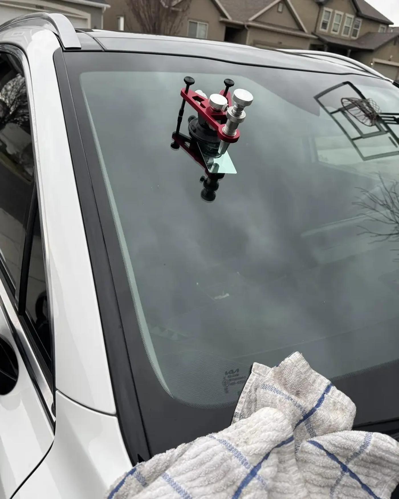 White truck windshield chip repair — RapidChip Mobile Repair