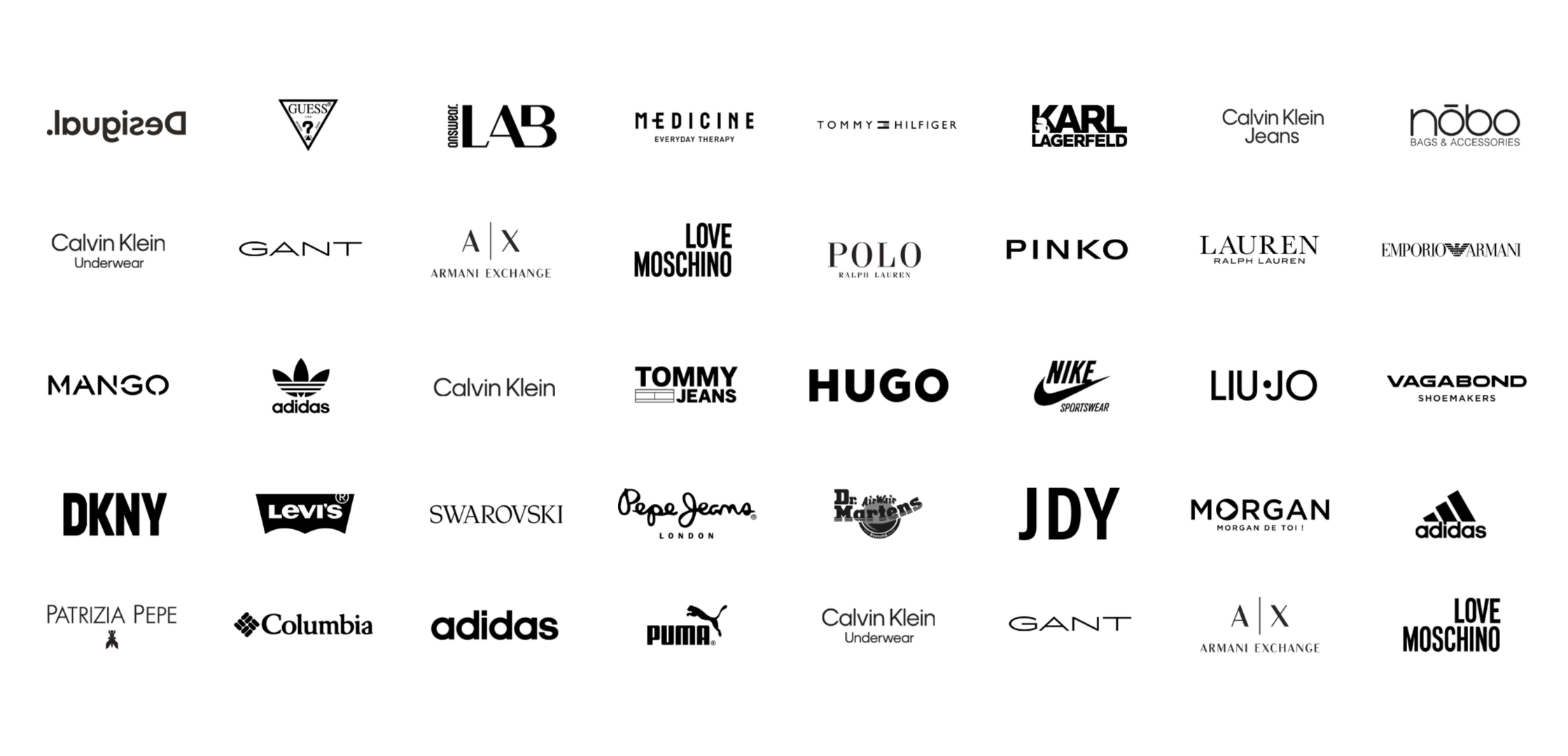 Brands cross-presented in outfits by getdressed AI technology, brands available on Answear.com: