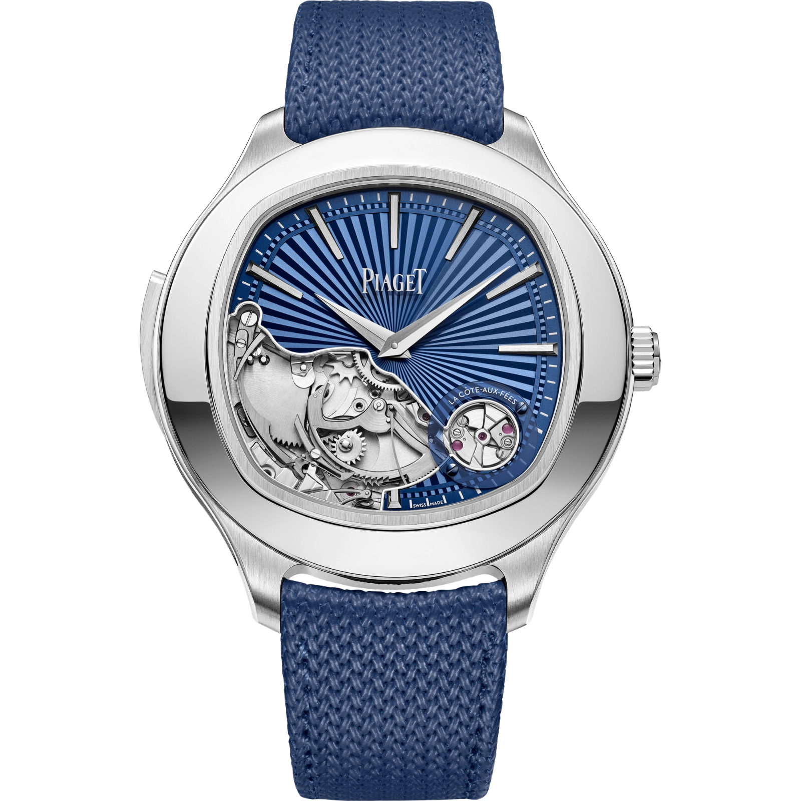 Piaget Polo Minute Repeater with its blue guilloché openworked dial