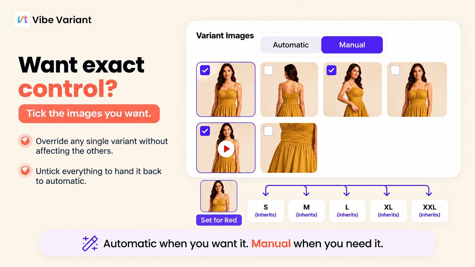 The manual picker with individual images ticked for one variant.