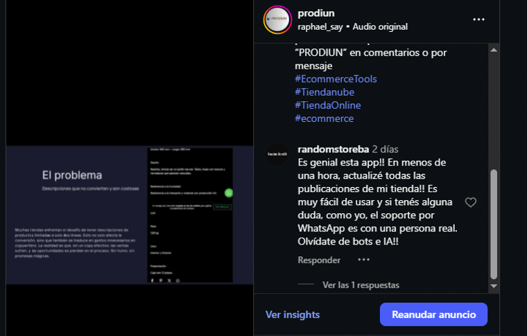 Comentario de Random Store BA sobre Prodiun