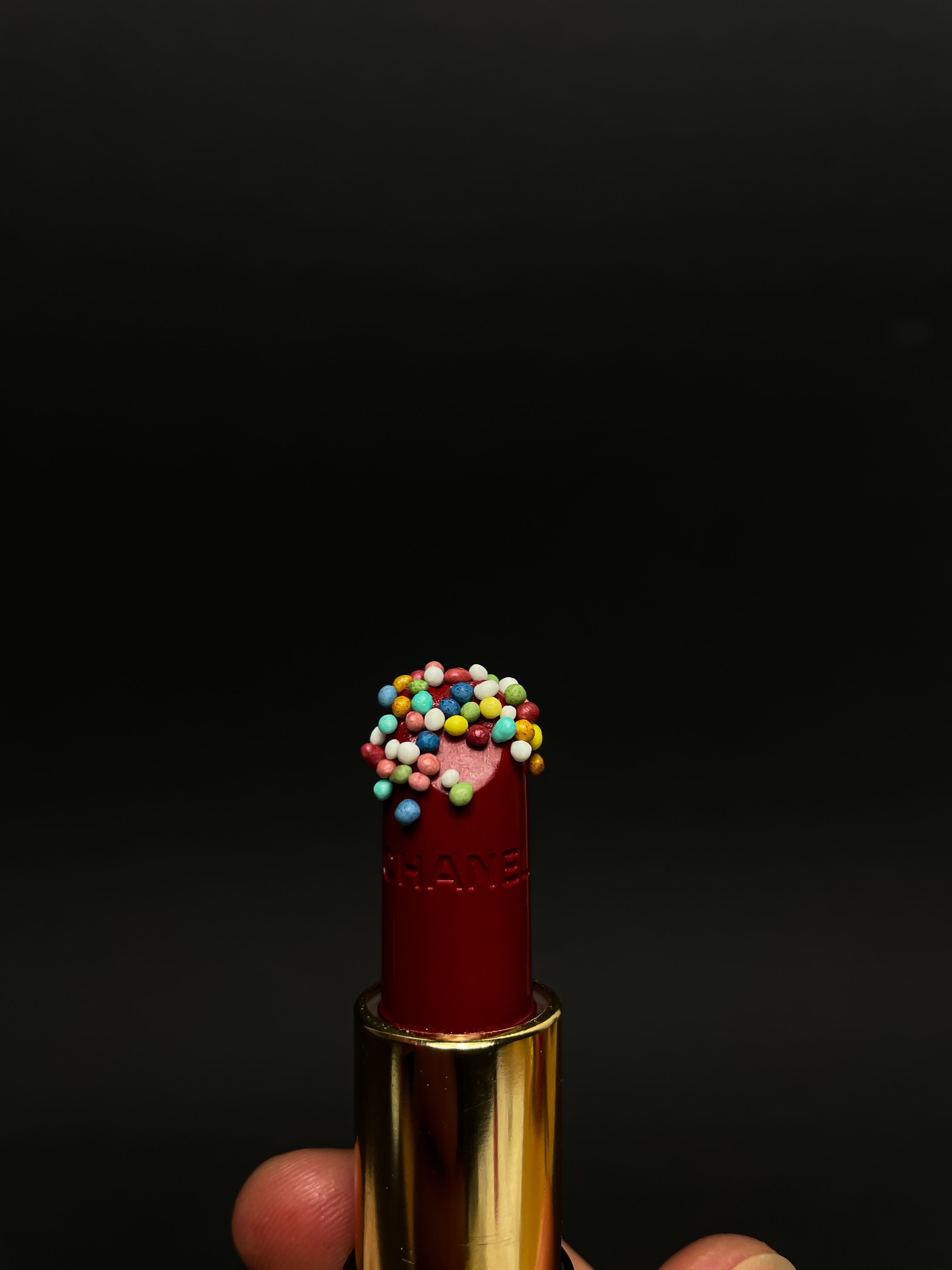 Lipstick dipped in sugar pearls