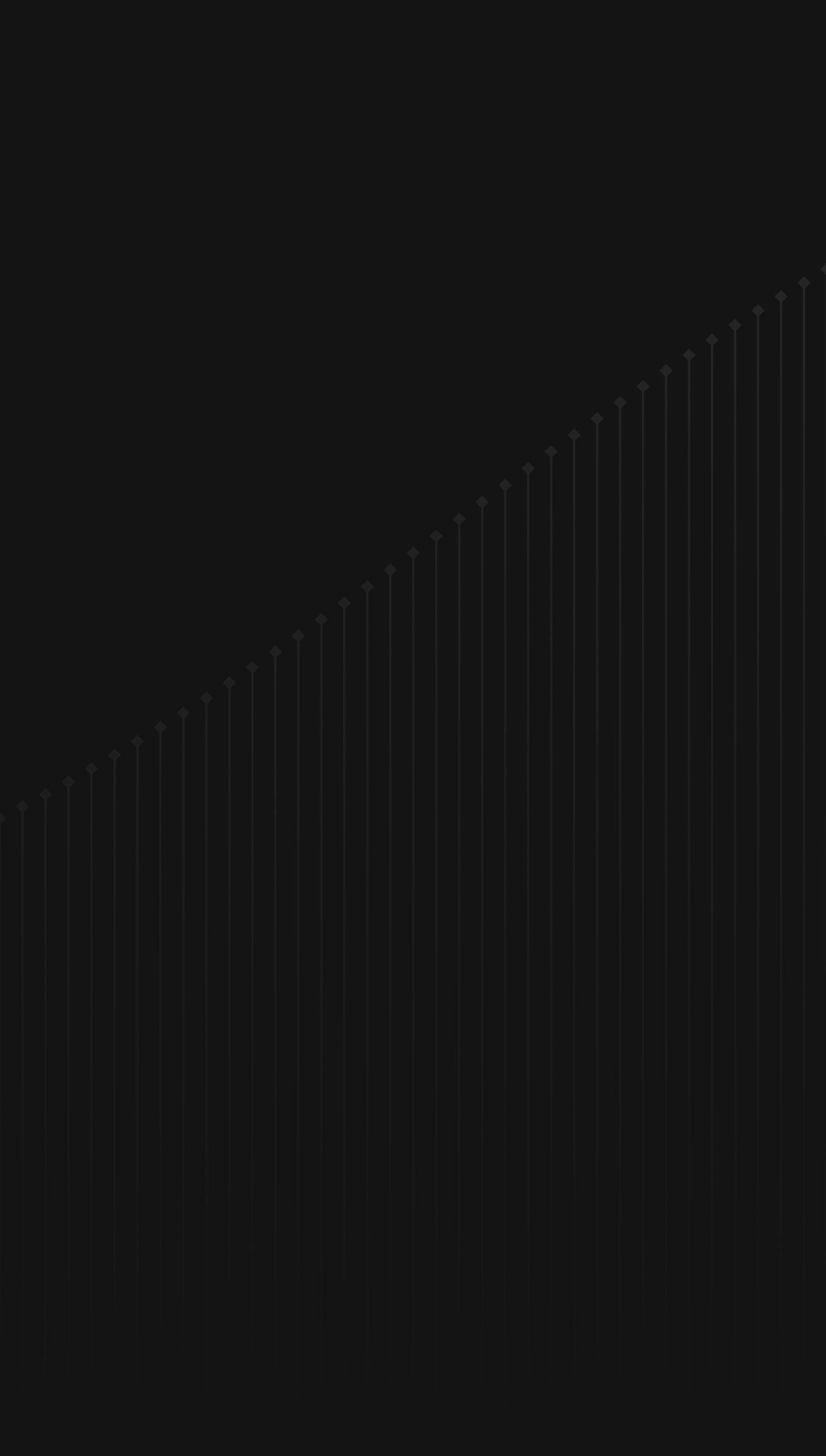 Subtle dark gray graph with rising vertical lines topped by dots on a black background.