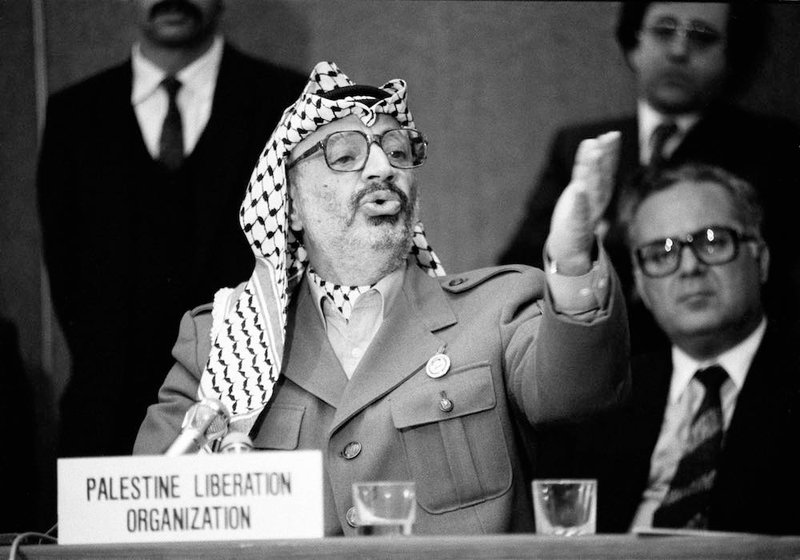 Yasser Afarat at the UN in Geneva in 1988