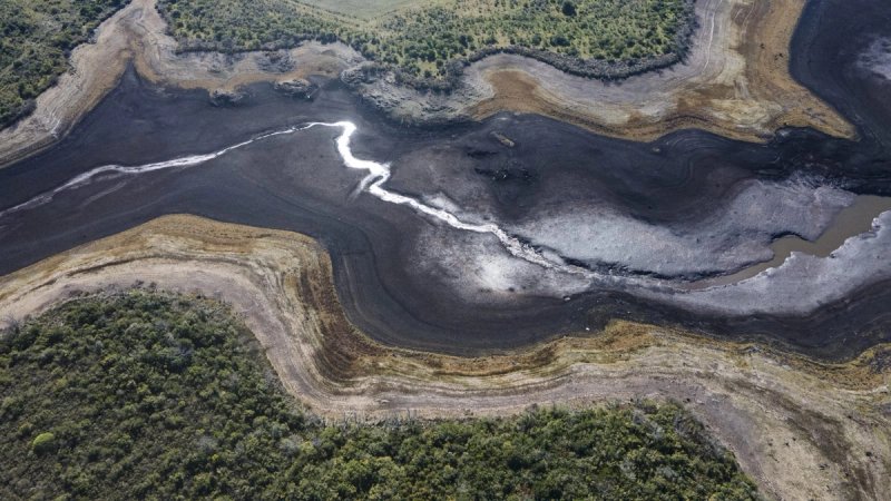 Uruguay is confronting a water emergency: Santa Lucia river at Paso Severino reservoir last month as a La Niña climatic phenomenon fuels a drought (Ernesto Ryan/Getty Images)