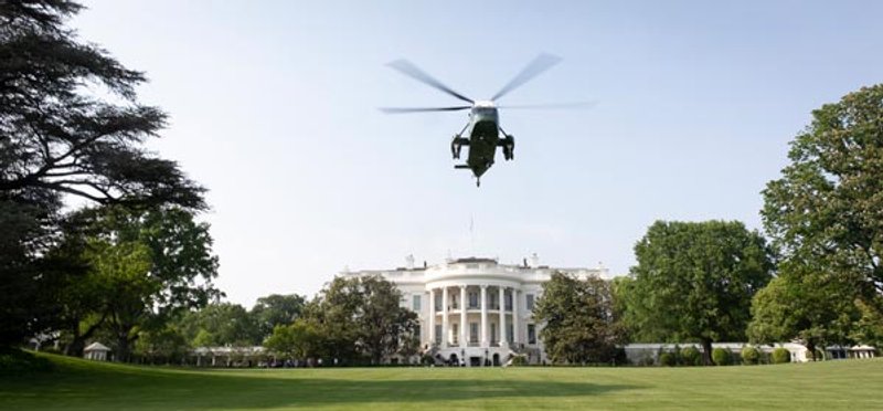 Helicopter flying over the White House