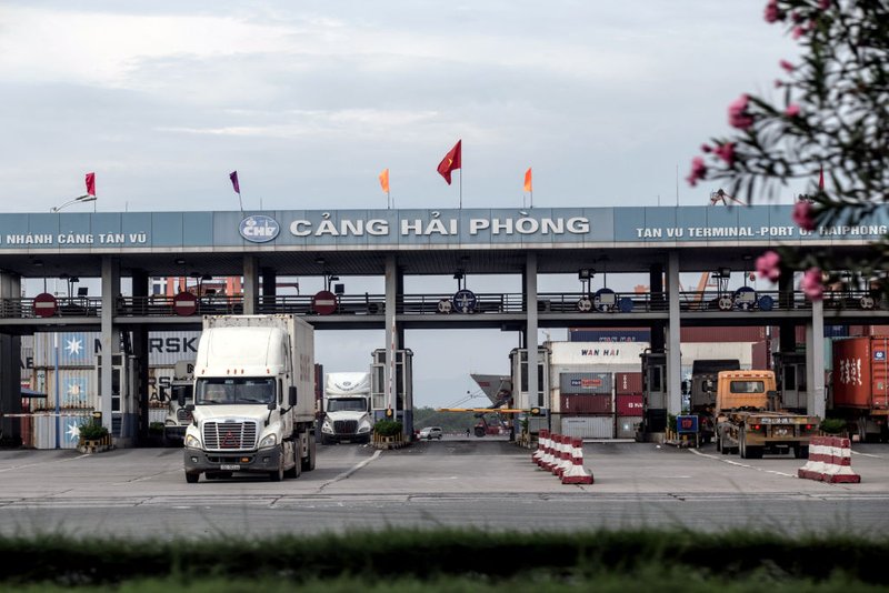 Tan Vu port, in Hai Phong, Vietnam, is being upgraded to accommodate bigger vessels up to 100,000 dead weight tonnes (Yen Duong/Bloomberg via Getty)