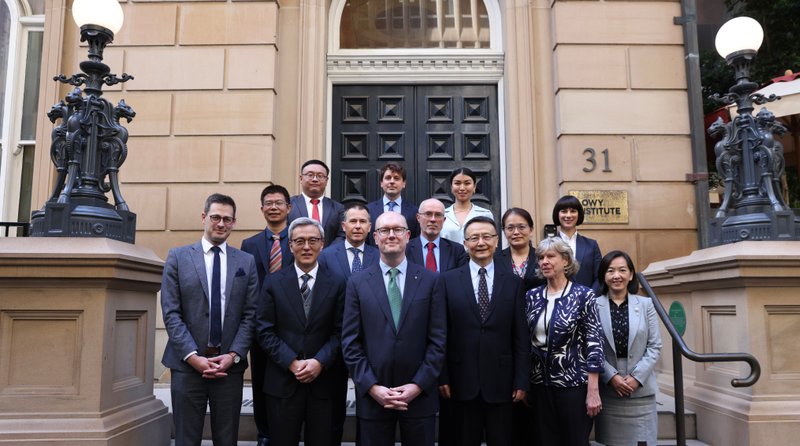 Members of delegations from the Lowy Institute and Shanghai Institutes for International Studies.