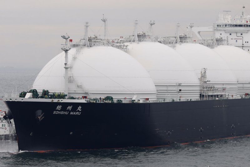 The liquefied natural gas (LNG) tanker Sohshu Maru approaches Jera Co.'s Futtsu Thermal Power Station, in Futtsu, Chiba Prefecture, Japan (Kiyoshi Ota/Bloomberg via Getty Images)