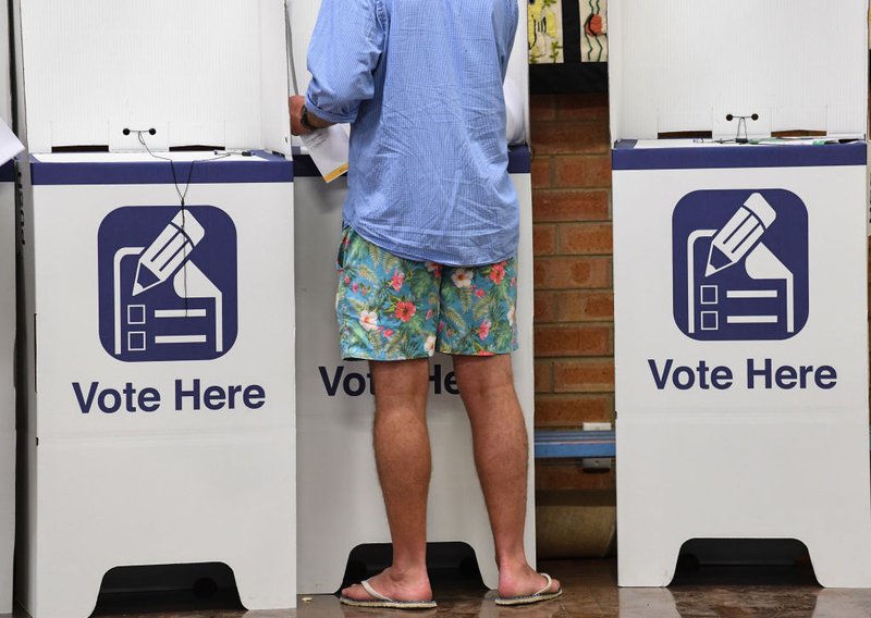 Voter at polling booth