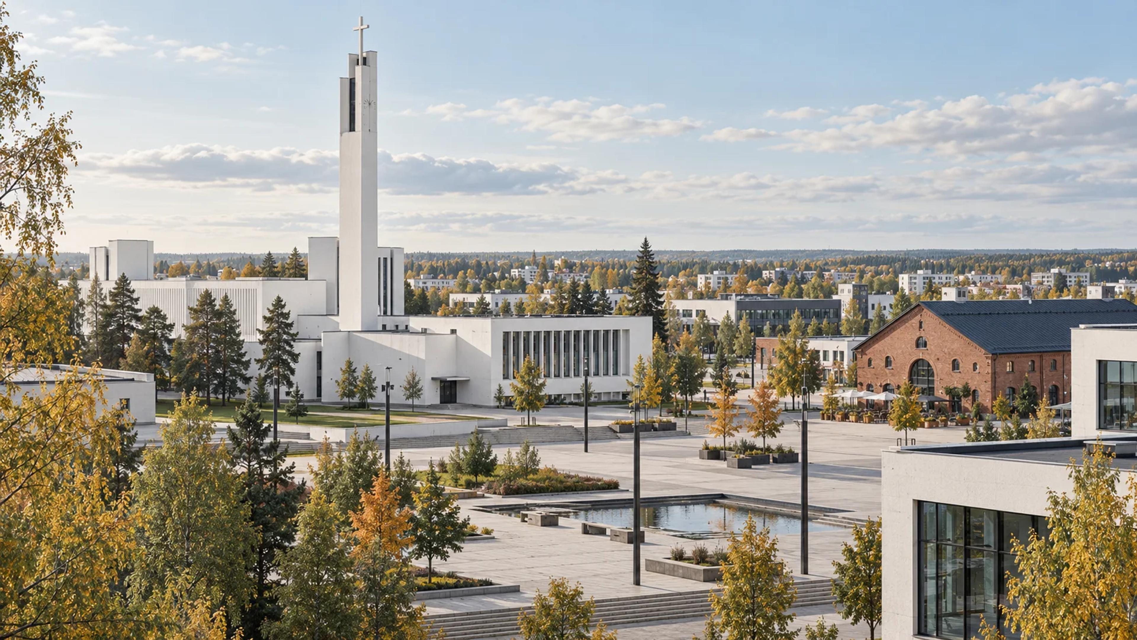 Toimituksellinen näkymä Seinäjoen Aalto-keskukseen ja hallintoarkkitehtuuriin
