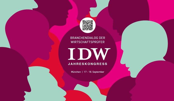 IDW Jahreskongress 2026 event banner promoting Germany’s annual conference for auditors, tax advisors, valuation experts, and corporate finance professionals in Munich.