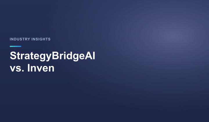Titelbild mit dem Text StrategyBridgeAI vs. Inven auf dunkelblauem StrategyBridgeAI-Hintergrund