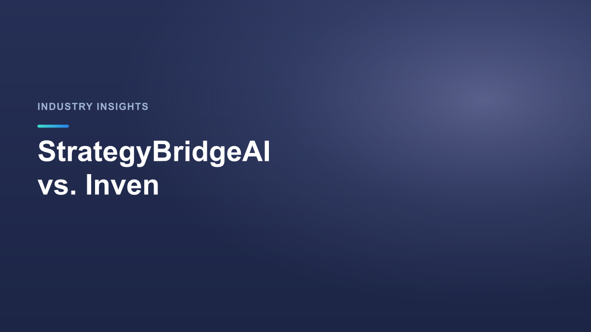 Cover image reading StrategyBridgeAI vs. Inven on a dark blue StrategyBridgeAI background