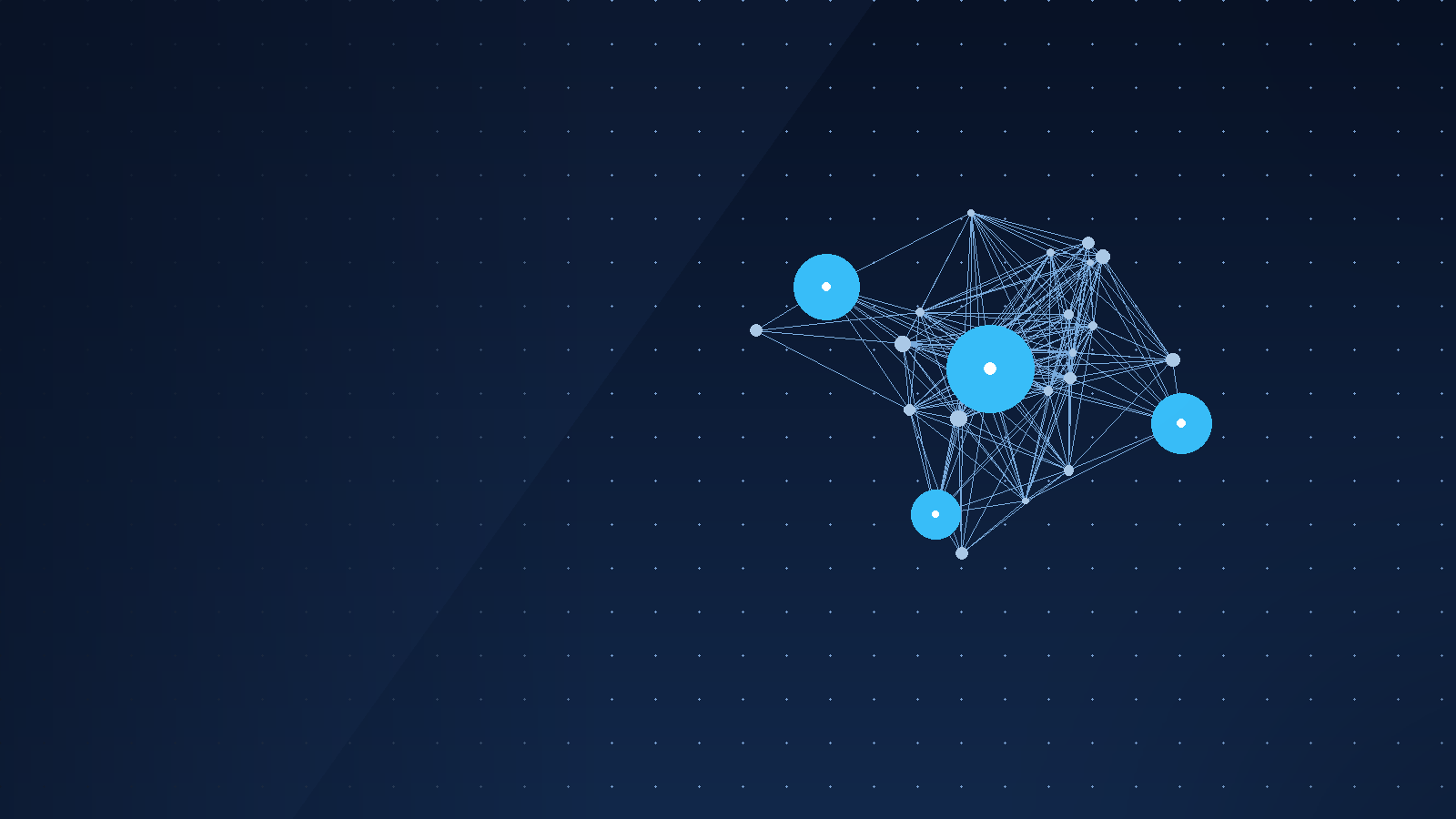 Abstraktes Netzwerkdiagramm verbundener Datenknoten als Symbol für Agentic AI bei der Analyse von M&A-Deal-Daten