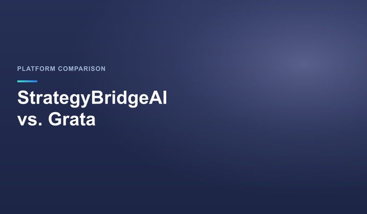 Vergleich von StrategyBridgeAI und Grata auf blauem StrategyBridgeAI-Hintergrund