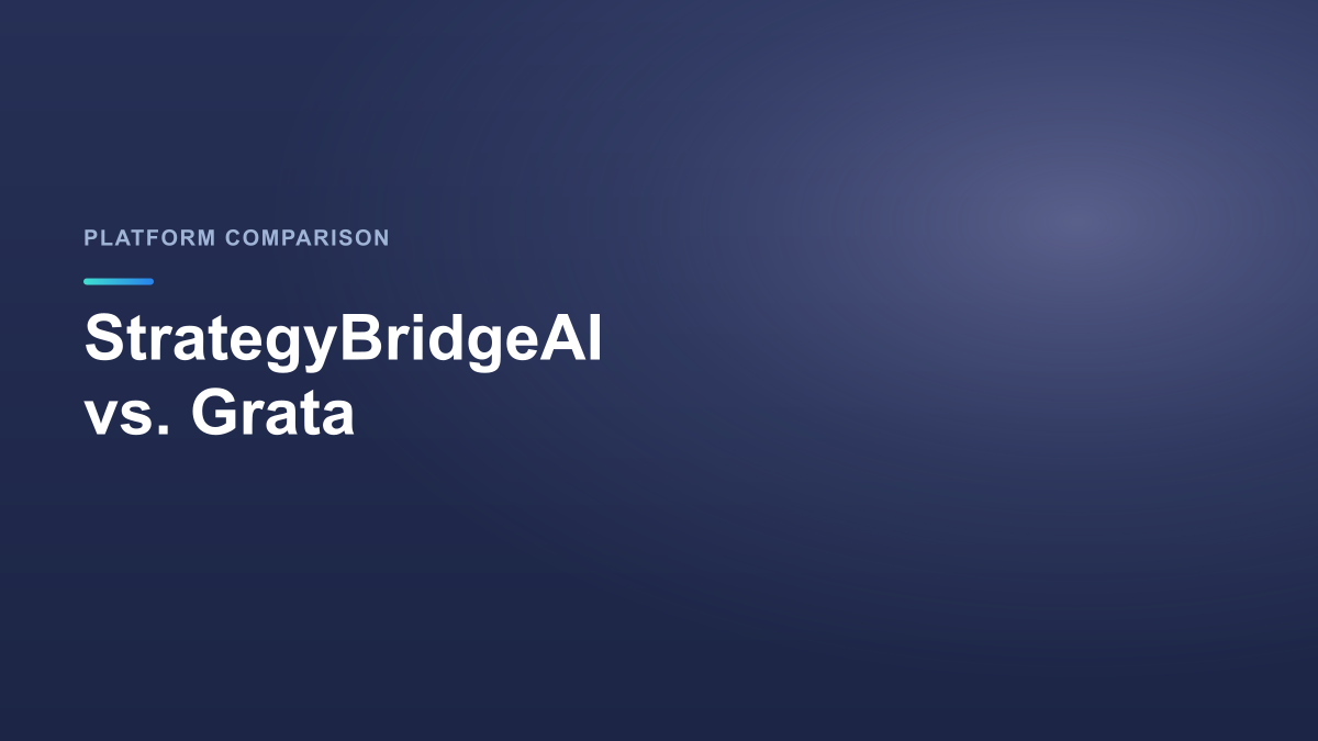 Vergleich von StrategyBridgeAI und Grata auf blauem StrategyBridgeAI-Hintergrund