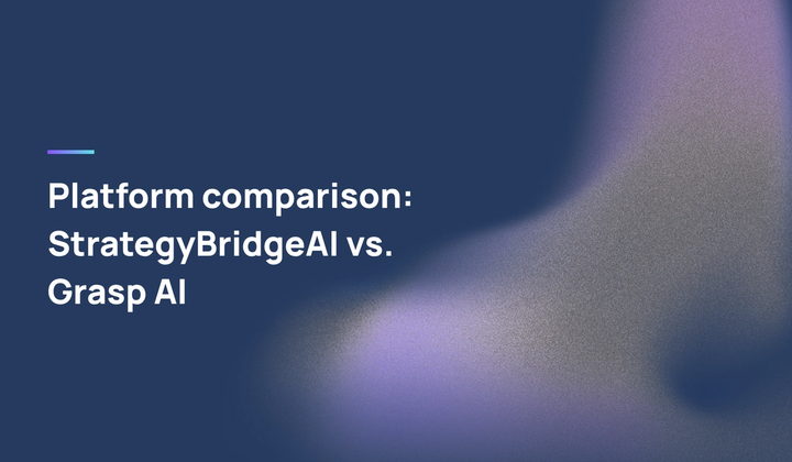 Minimalistische abstrakte Illustration zum Plattformvergleich StrategyBridgeAI vs. Grasp AI im modernen Enterprise-Software-Design.