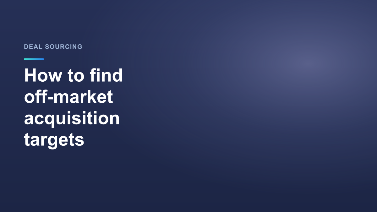 Dark blue StrategyBridgeAI cover with the headline How to find off-market acquisition targets