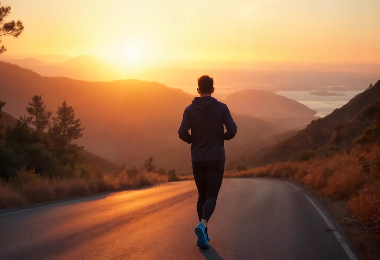 Man taking a morning 5k jog