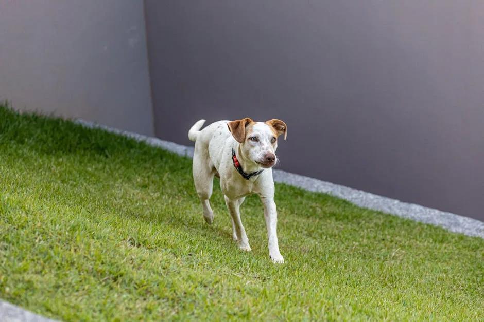 Dog running through a play tunnel outdoors