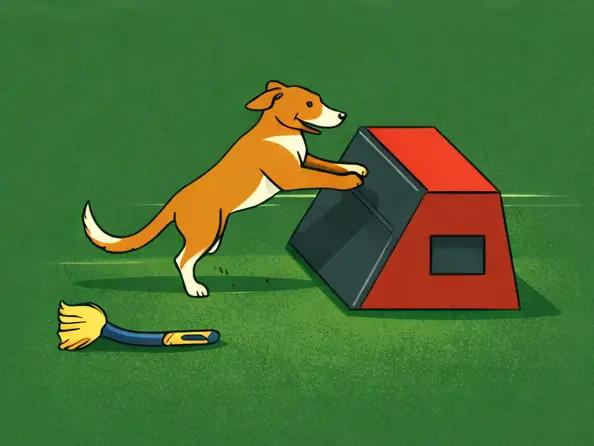 Dog learning on a flyball box