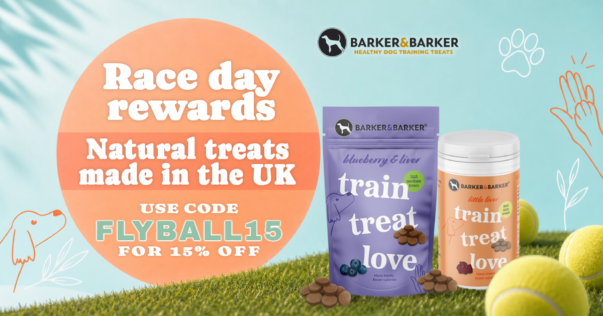Barker & Barker natural dog training treats with code FLYBALL15 for 15% off