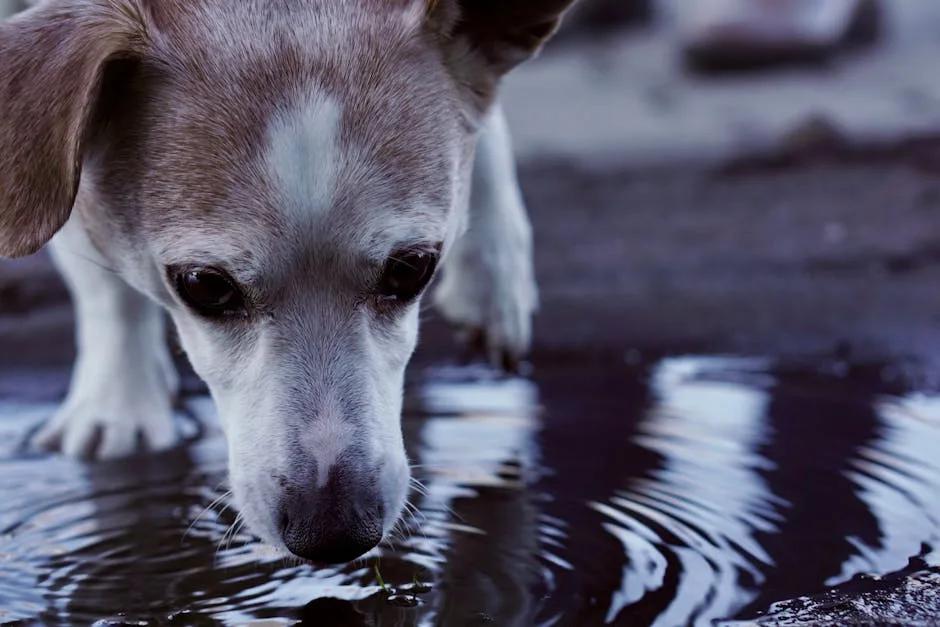 Border Collie or terrier drinking water after running outdoors