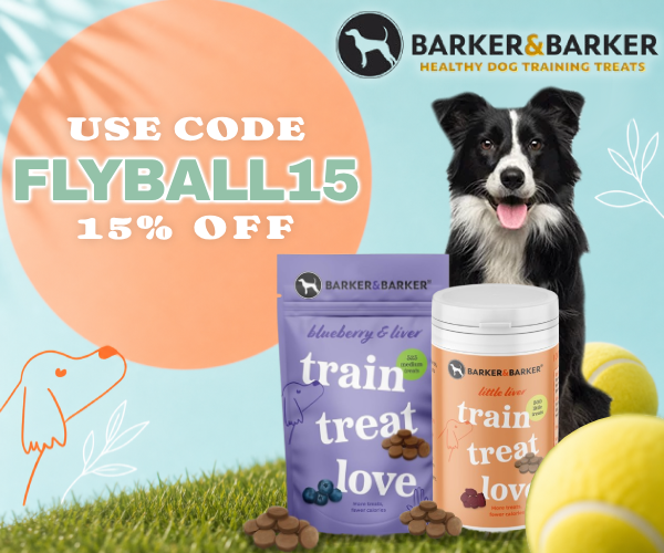 Barker & Barker dog training treats with code FLYBALL15 for 15% off