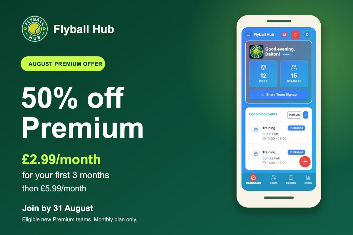 50% off Flyball Hub Premium this August