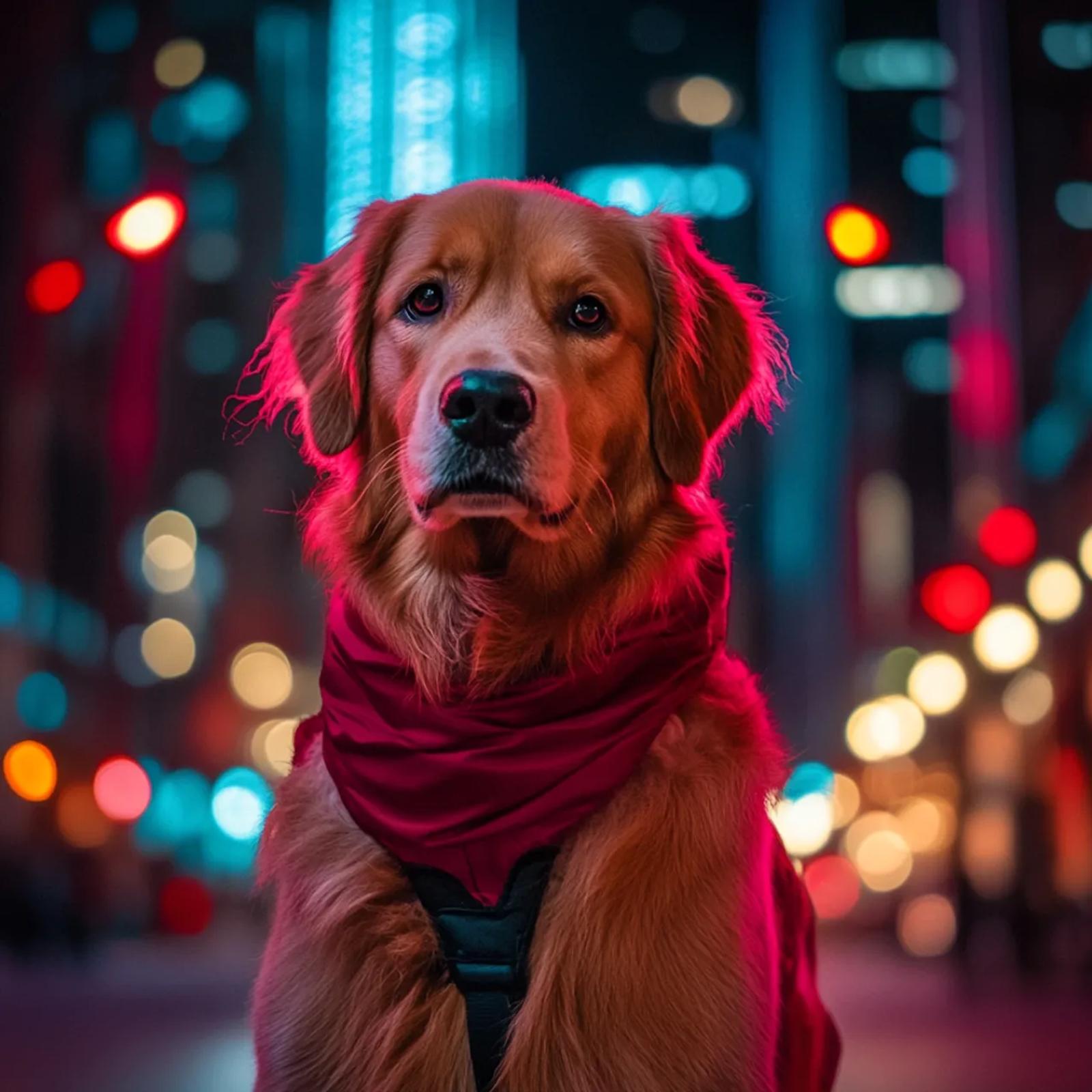 Golden Retriever at Night