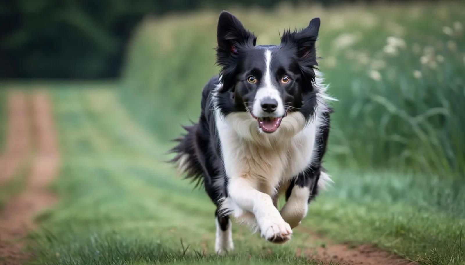 Border Collie running through the fields of the country side