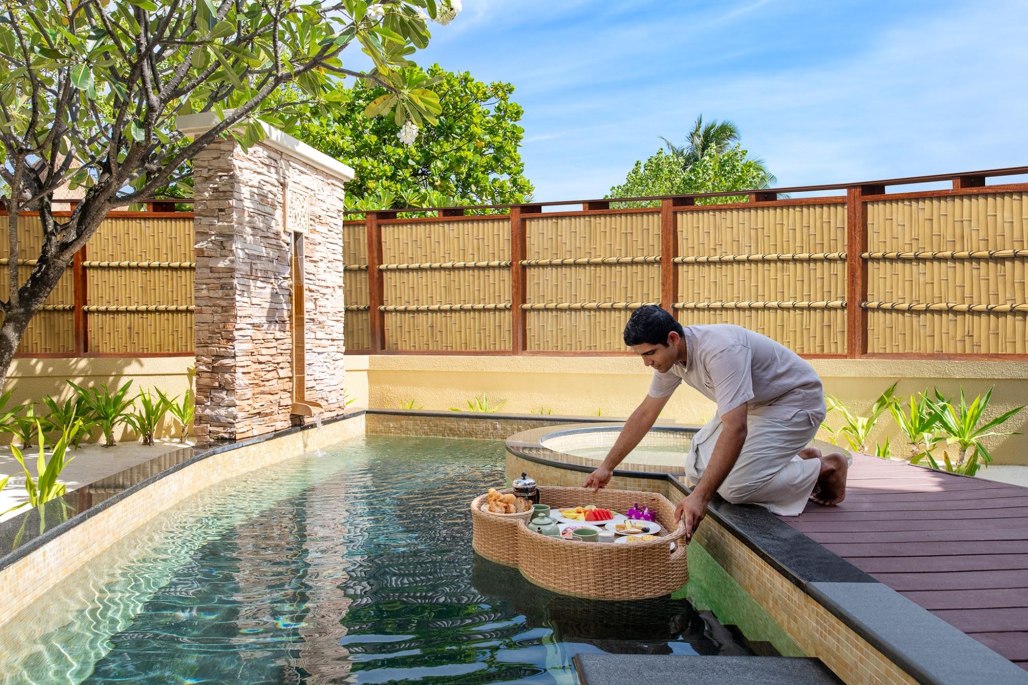 Floating breakfast served in a private pool