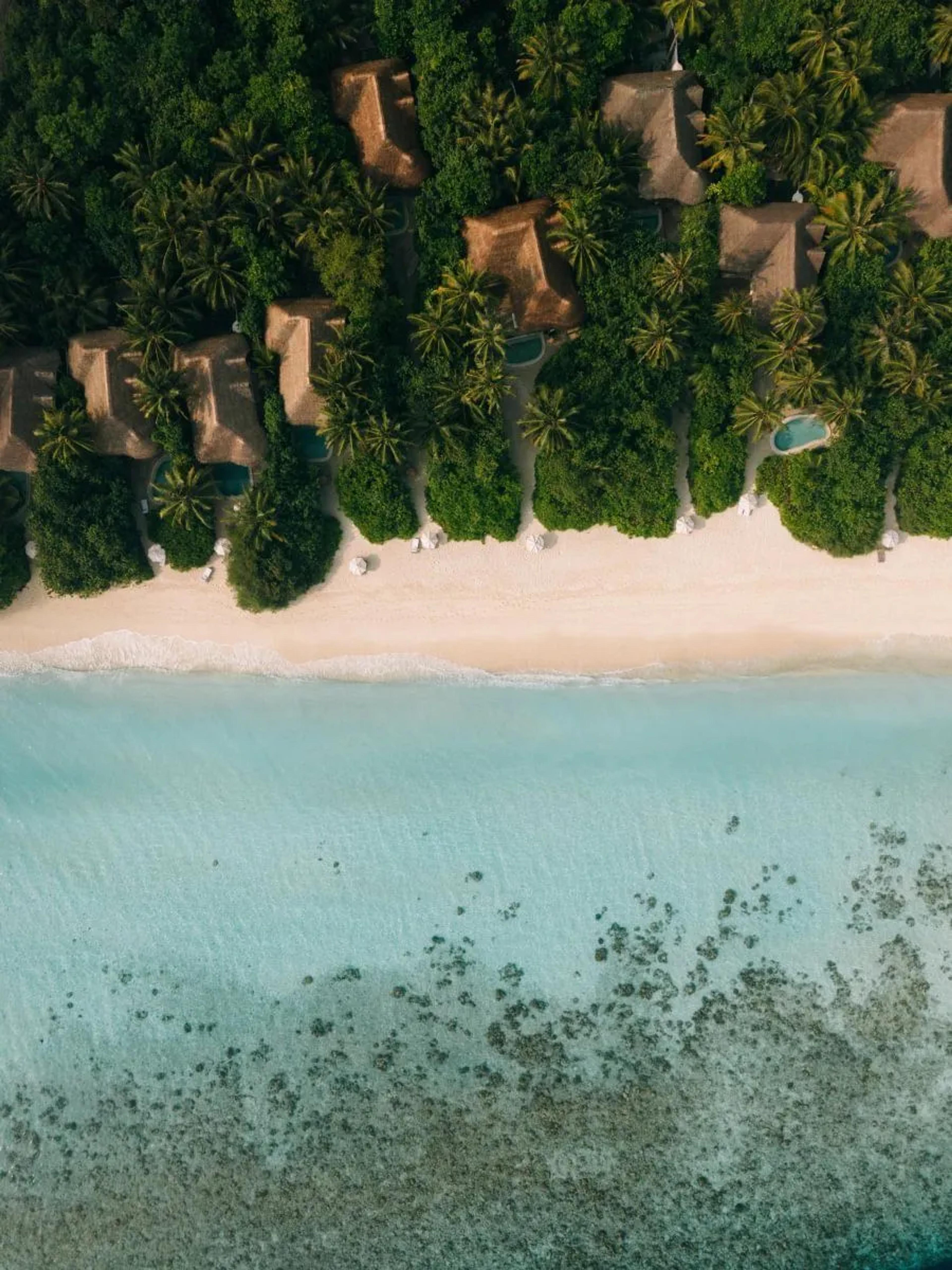Soneva Fushi island from the air