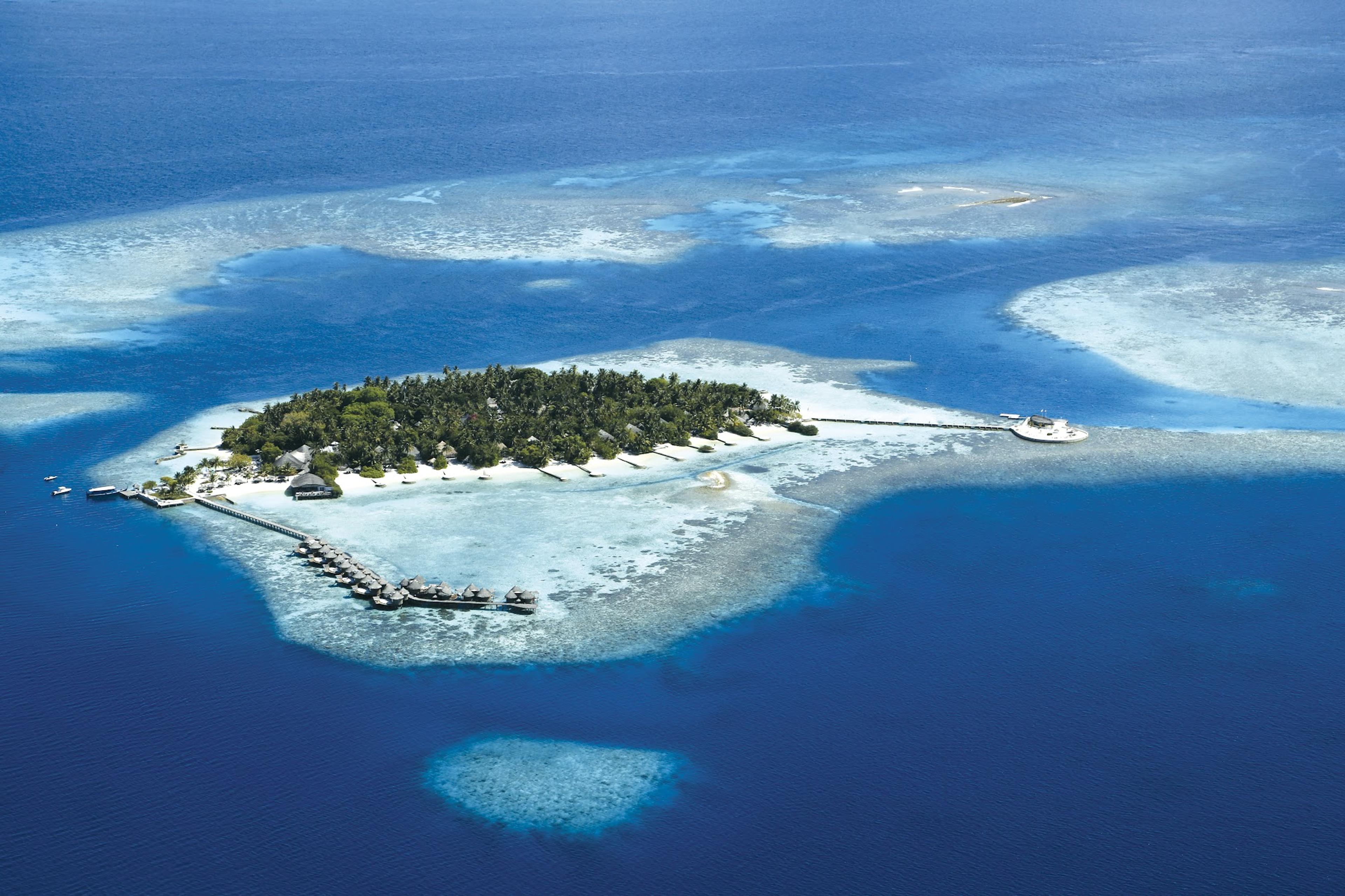 Aerial view of Nika Island in North Ari Atoll