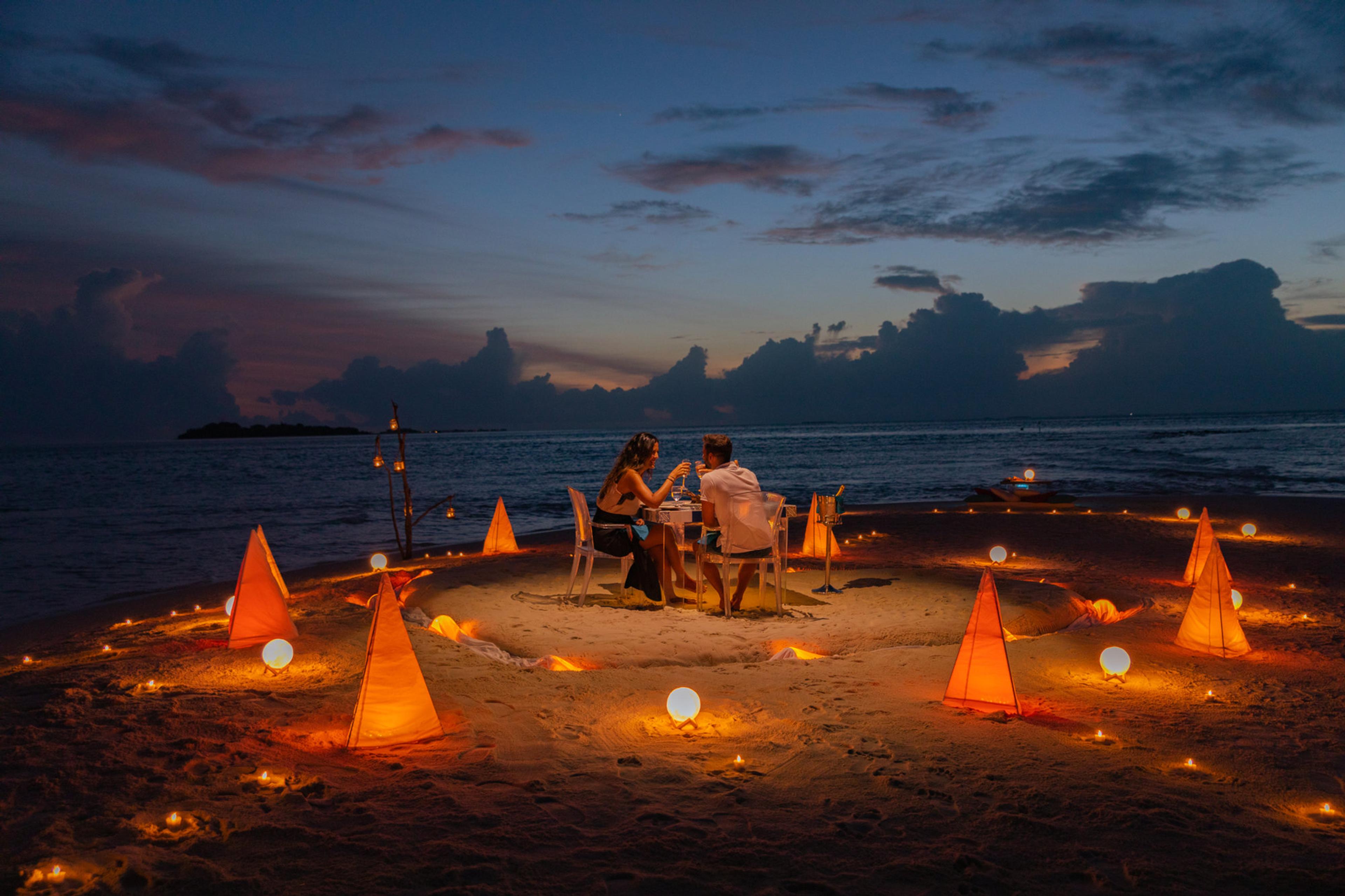 Candlelit sandbank dinner