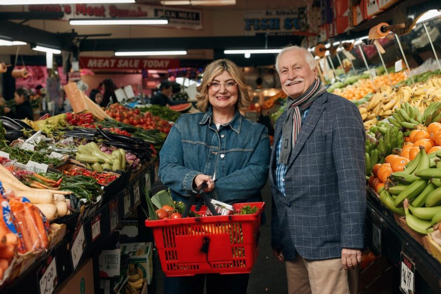 Natalie with a local resident at the market